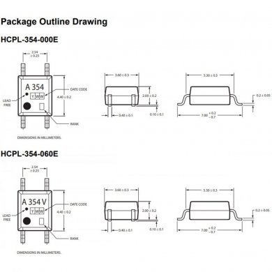 HCPL-354-000E 5x Acoplador Optico AC NPN Phototransistor 354