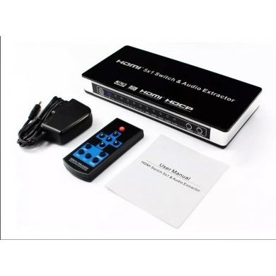 Hub Switcher Hdmi 5x1 Portas e Extrator Audio