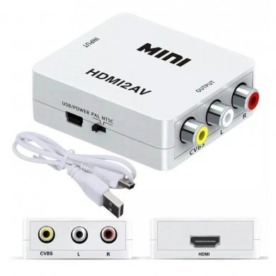Mini adaptador conversor HDMI para RCA AV FHD