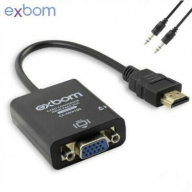 HDMI-VGA-P2 Exbom cabo de vídeo HDMI macho x VGA Fêmea