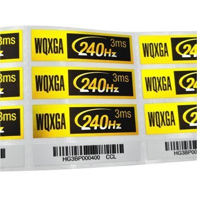 HG3BP000400 Etiqueta adesiva WQXGA 240Hz 3ms 38x11 mm preto com dourado