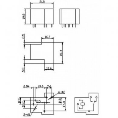 Rele T90 Tianbo 12V 20A 5 terminais (Kit 2x und)