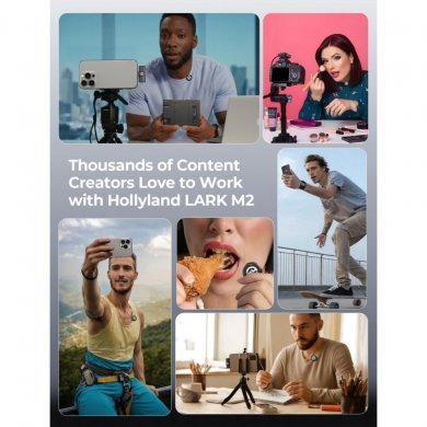 Microfone Lapela Hollyland Lark M2 Duo Combo preto