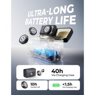 Microfone Lapela Hollyland Lark M2 Duo Combo preto