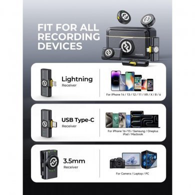 Microfone Lapela Hollyland Lark M2 Duo Combo preto