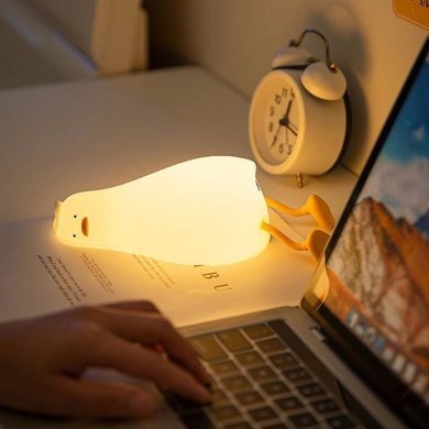 Luminaria decorativa pato de silicone recarregavel