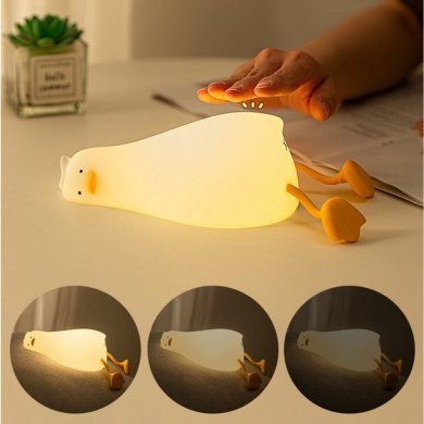 Luminaria decorativa pato de silicone recarregavel