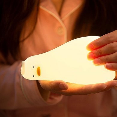 Luminaria decorativa pato de silicone recarregavel