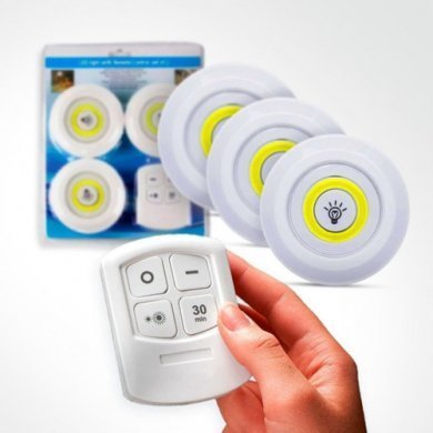 Kit 3 luminárias LED spot sem fio com controle
