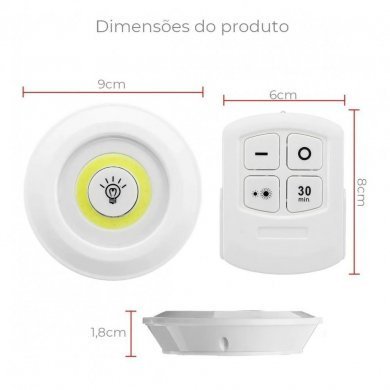 Kit 3 luminárias LED spot sem fio com controle