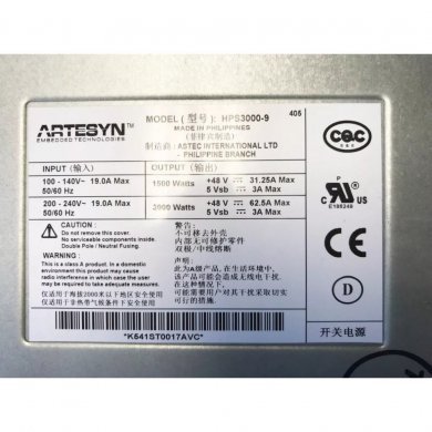 HPS3000-9 Artesyn Fonte AC/DC 48V 1500/3000W rack 1U