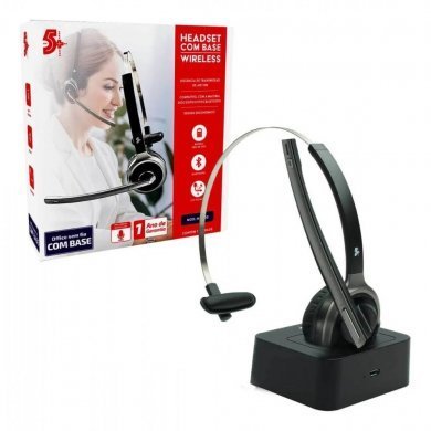 HS-202 5+ Fone Headset Home Office Com base Bluetooth Sem Fio