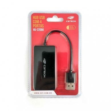 HU-220BK C3 Tech Mini Hub USB 4 Portas 2.0