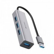 C3Tech Hub USB 3.0 com 4 portas acabamento metálico Velocidade 5Gbps, cabo 17cm