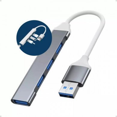 Lotus hub USB-A para 1x USB 3.0 e 3x USB 2.0