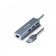 Ofccom Hub USB com 3x USB 2.0 1x RJ 45 Fast 10/100 Cor Prata
