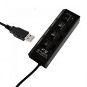 Foto de HUB-USB-4P2.0 Hub USB 2.0 4 Portas Com Chave de Energia Cor Preto com Led Indicadores de Funcionamento