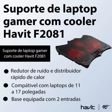 Havit Base para Notebook 4 Coolers LED Vermelho