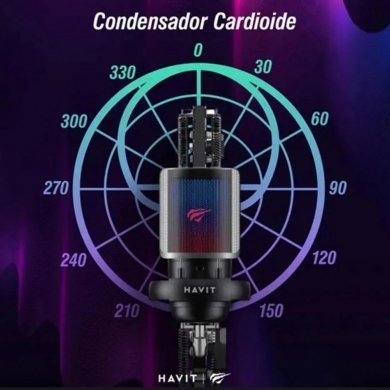 Havit microfone Gamernote GK50 Pro USB braço articulado