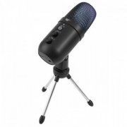 Havit microfone Gamernote GK51 cardioid RGB USB Retorno de audio P2, botão mute, knoob volume e ganho de voz