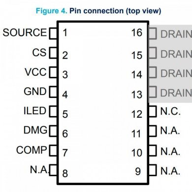 HVLED815PF Ci Driver de LED 900mW 800V 6Ohm SOIC16 (Kit 5 und)