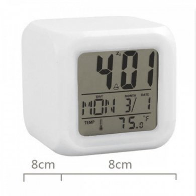 HX6202 Relogio de mesa cubo com termometro e despertador
