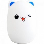 Luminaria silicone de gatinho touch LED colorido bran ...