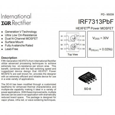 10x Mosfet iORP733G Dual N-Channel 30V 6.5A SOIC-8