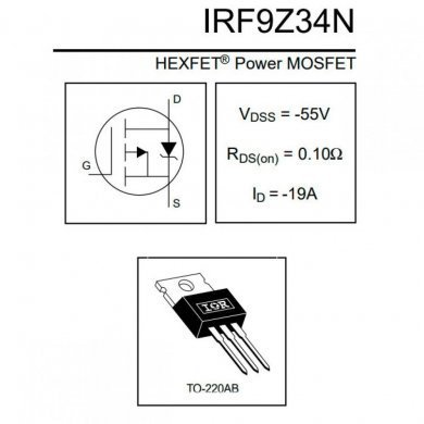 Transistor Power MOSFET 55V 19A P-Channel TO-220AB