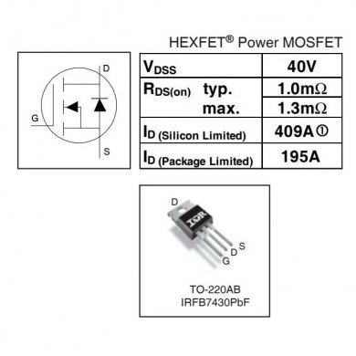 iOR transistor mosfet N-Channel 40V 289A TO-220AB