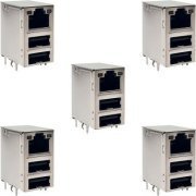 5x conector combo 1x LAN 2x USB 2.0 20P placas mãe desktop possiu 2x LEDs no conector LAN e 20 pinos no total
