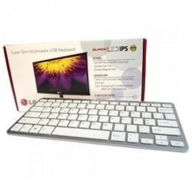 K100-LG Teclado LG USB Slim Branco Aço Escovado