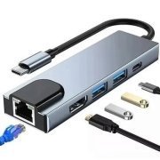 Kapbom Hub USB-C 5x1 2x USB 3.0 HDMI RJ45 Gigabit USB-C 4K 30Hz