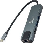 Kapbom Hub USB-C 5x1 2x USB 3.0 HDMI RJ45 Gigabit USB-C 4K 30Hz