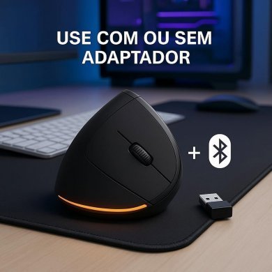 KA-612 Kapbom mouse vertical ergonômico wireless dual mode preto