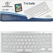 Kapbom mini teclado slim sem fio bluetooth ABNT2 branco com tecla Command, comatível com Android/macOS/Windows