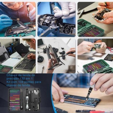 Kit manutenção jogo de chaves de precisão 132 em 1