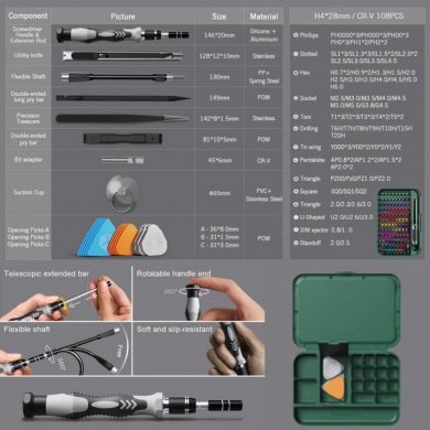 Kit manutenção jogo de chaves de precisão 132 em 1
