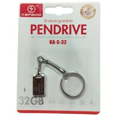 KA-S-32 Kapbom pendrive chaveiro fit 32GB USB 2.0 prata