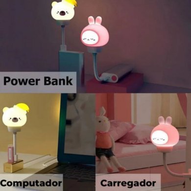 Kapbom luminária infantil bichinhos USB RGB com controle