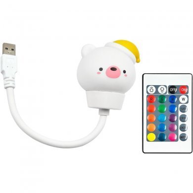 KA-T1410-URSO Kapbom luminária infantil ursinho USB RGB com controle