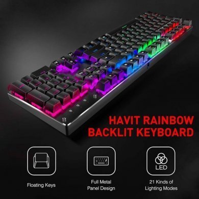 Havit Teclado Mecânico KB432L LED color Switch Blue