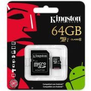 Cartão de Memória Kingston MicroSD 64GB Classe 10 UHS-I - Acompanha Adaptador SD