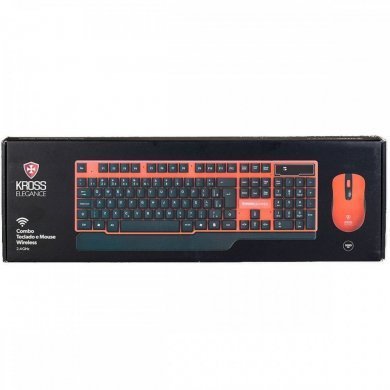 Kross kit mouse teclado KM553V1 sem fio vermelho