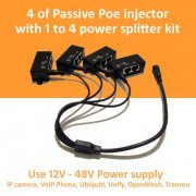 Passive POE injector Kit 4x with power cable - For IP Camera, VoIP Phone, Netwrok AP device 12V-48V