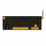 Pcyes teclado mecânico Kuromori Voyager Edition 60% Switch Outemo Blue Led amarelo teclas em doubleshot