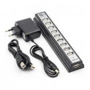 Knup hub USB 2.0 10 PORTAS com fonte Bivolt de 5V DC 2A