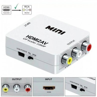 Knup Mini adaptador HDMI para AV RCA