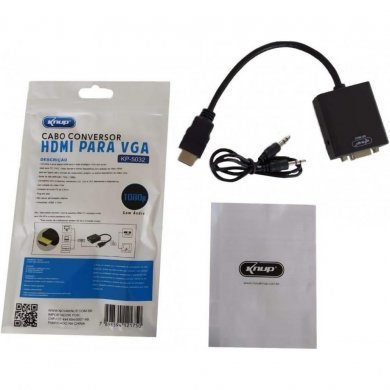KP-3468 Knup cabo conversor HDMI macho x VGA fêmea 1080p