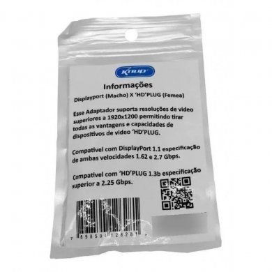 KP-5043 KNUP ADAPTADOR DISPLAYPORT MACHO X HDMI FEMEA
